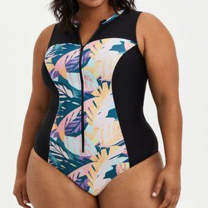 Torrid Swim Zip-Front Sleeveless RashGuard